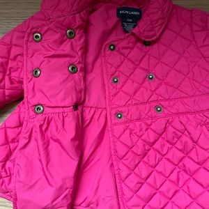 Pink polo coat // 12 months , baby girl